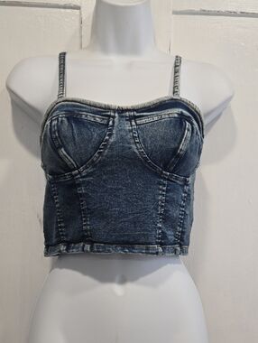 THRILL JEANS BUSTIER DENUM CROP TOP.. SIZE MED.. #8803